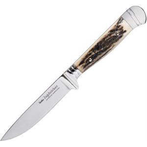 Linder 571410 Classic Hunter Mirror Finish 440A Stainless Drop Point Blade Knife with Stag Handle