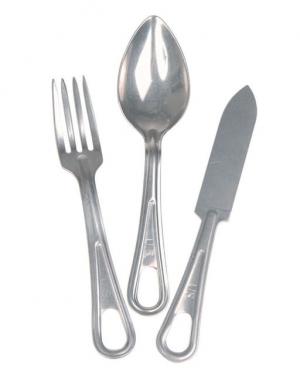 Mil-Tec by Sturm 3-Piece Stainless Steel Eating Utensil, Silver, 14628000