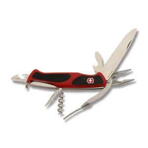 Victorinox Swiss Army Ranger Grip 74 5.125" with Red and Black Composition Handle and Stainless Steel Blades and Tools Model 04389