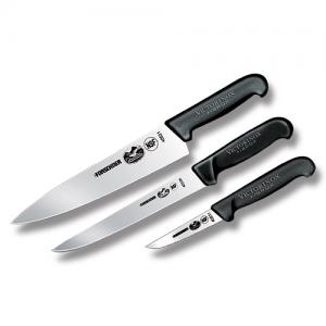 Victorinox Cutlery 3pc Chef Set with Black Fibrox Handles and Stainless Steel Blades Model 46892