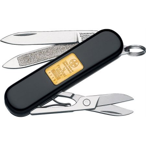 Swiss Army 53013 Classic Gold Ingot Army Folding Knife with Inlaid One Gram Gold