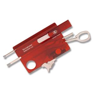 Victorinox SwissCard Lite 3.25" with Translucent Ruby Composition Handle and Stainless Steel Blade and Tools Model 53331