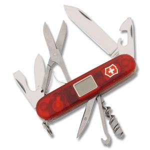 Victorinox Swiss Army Traveller 3.625" with Translucent Ruby Composition Handle and Stainless Steel Blades and Tools Model 53858
