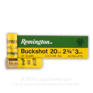 20 ga - 2-3/4" # 3 Buck - Remington Express - 250 Rounds 20B3