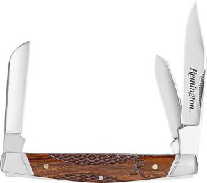 Remington Cutlery Woodland Stockman Folding Knife, 3.5in Closed Length, Stainless Steel Blade, Wood Handle, 15657