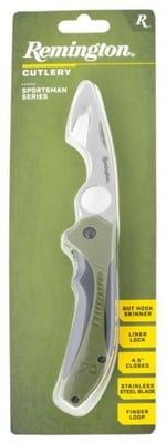 Remington Sportsman 4.5in Folding Skinner w/Guthook, OD Green/Black, 15674