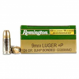 Remington 9mm +P Ammunition Golden Saber GSB9MMD 124 Grain Bonded Jacketed Hollow Point-29351 - 50 Rounds - Free Shipping!