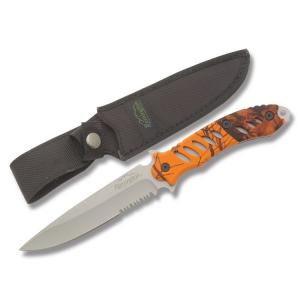 Remington F.A.S.T. Fixed Blade with Blaze Orange Mossy Oak Rubber Coated Handle and 440 Stainless Steel 5.50" Clip Point Partially Serrated  Blade and Nylon Sheath Model 19762