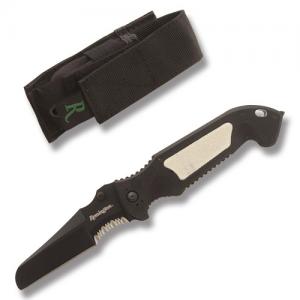 Remington Escape Linerlock with Black Composition Handles and Black Coated 440C Stainless Steel Sheepsfoot Partially Serrated Edge Blades Model 19847