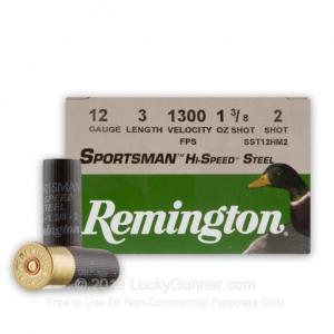 12 Gauge - 3" 1-3/8 oz. #2 Shot - Remington Sportsman Hi-Speed Steel - 25 Rounds SST12HM2