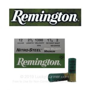 12 Gauge - 2-3/4" 1-1/8 oz. #2 Shot - Remington Nitro-Steel - 25 Rounds 047700336909