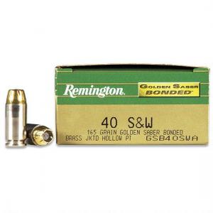 Remington Golden Saber Bonded 165 Grain HP Nickel Plated Brass .40 SW 50Rds GSB40SWA