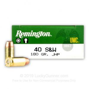 40 S&W - 180 Grain JHP - Remington UMC - 500 Rounds L40SW2