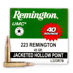 223 Rem - 45 Grain JHP - Remington UMC - 40 Rounds 047700362908