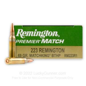 223 Rem - 69 Grain Sierra MatchKing BTHP - Remington Premier Match - 200 Rounds 047700385013
