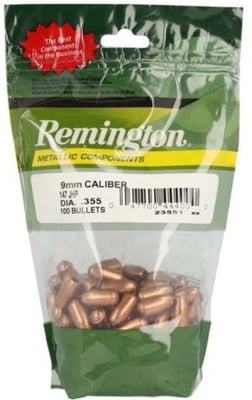 Remington Component Handgun Bullet 9mm 147 Grain, JHP, 100 Bullets, 23551-355CAL