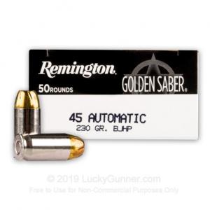 Remington Golden Saber 45acp 230gr BJHP 50 Rounds GS45APBB 047700473901