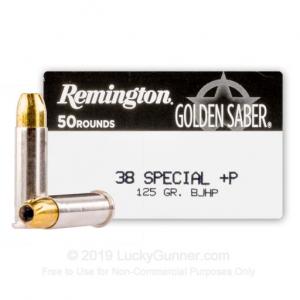 38 Special - +P 125 Grain BJHP - Remington Golden Saber - 500 Rounds GS38SBB