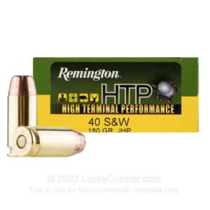 40 S&W - 180 Grain JHP - Remington HTP - 500 Rounds 047700496931