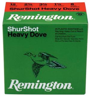 Remington Shurshot Heavy Dove Loads RHD126, 12 Ga, 2-3/4", 1-1/8 oz, 1255 fps, #6 Lead Shot, 25 Rds/Bx 047700508603