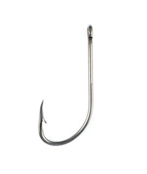 Eagle Claw Plain Shank Hook, Offset, Claw Point, Ringed Eye, Nickel, 100-Box Hooks 085-8/0