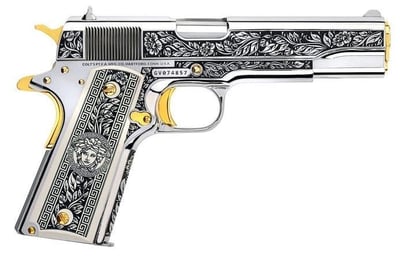 Colt 1911 Government Classic Medusa Italian Renaissance 45 Acp 5" Barrel High Polished Stainless Deep Engraved - Only 250 Made 050806032576