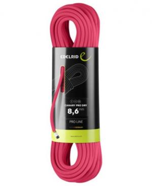 Edelrid 8.6mm Canary Pro Dry Climbing Rope, Neon Pink, 60m, 712700602420