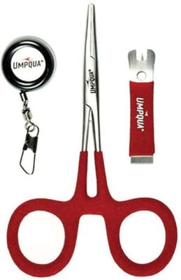 Umpqua Rivergrip Combo Zinger, Nippers, Hemostat, Red, 30786 052857206807