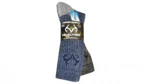 Realtree Men's Coolmax Crew Sock - Mens, Denim / Black, Large, 2/72051