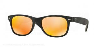 Ray-Ban Wayfarer RB2132 Sunglasses 622/69-52 - Rubber Black Frame, Brown Mirror Pink Lenses
