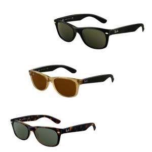 Ray-Ban Wayfarer RB2132 Sunglasses 622/19-55 - Rubber Black Frame, Grey Mirror Green Lenses