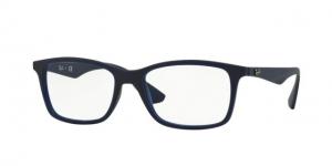 Ray-Ban RX7047 Single Vision Prescription Eyeglasses 5450-54 - Matte Trasp Blue Frame RX7047545054