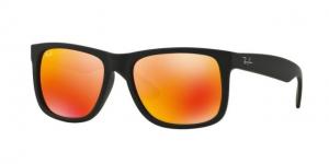 Ray-Ban RB4165 Sunglasses 622/6Q-51 - Rubber Black Frame, Brown Mirror Orange Lenses