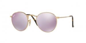 Ray-Ban ROUND METAL RB3447N Sunglasses 001/8O-47 - Shiny Gold Frame, Wisteria Flash Lenses