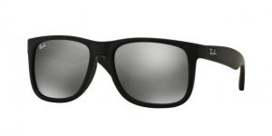 Ray-Ban JUSTIN RB4165F Sunglasses 622/6G-58 - Rubber Black Frame, Grey Mirror Silver Lenses