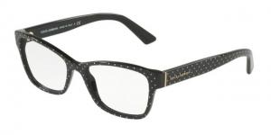 Dolce&Gabbana DG3274 Progressive Prescription Eyeglasses 3126-54 - Pois White Son Black Frame