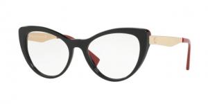 Versace VE3244 Single Vision Prescription Eyeglasses 5239-53 - Black / Red Frame