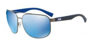 Armani Exchange AX2026S Sunglasses 608855-64 - Matte Gunmteal Frame, Blue Mirror Blue Lenses