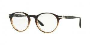 Persol PO3092V Eyeglass Frames 9052-50 - Grad Black Striped Brown Frame