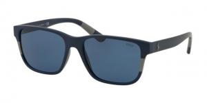 Polo PH4137 Sunglasses 559080-57 - Matte Blue Grey Frame, Blue Lenses