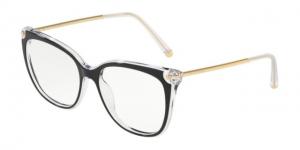 Dolce&Gabbana DG3294 Eyeglass Frames 675-54 - Top Black On Crystal Frame