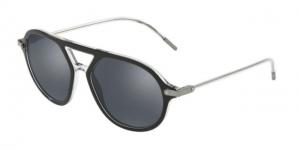 Dolce&Gabbana DG4343 Sunglasses 675/6G-54 - Top Black On Crystal Frame, Grey Mirror Black Lenses