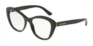 Dolce&Gabbana DG3284 Eyeglass Frames 3126-53 - Pois White On Black Frame