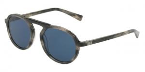 Dolce&Gabbana DG4351 Sunglasses 319980-54 - Striped Grey Frame, Blue Lenses
