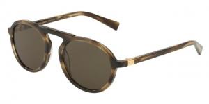 Dolce&Gabbana DG4351 Sunglasses 320082-54 - Striped Tobacco Frame, Dark Green Lenses