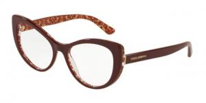 Dolce&Gabbana DG3285 Eyeglass Frames 3205-52 - Bordeaux On Damascus Glitter