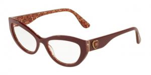 Dolce&Gabbana DG3306 Eyeglass Frames 3205-54 - Bordeaux On Damascus Glitter