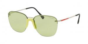 Prada LIFESTYLE PS53US Sunglasses 381348-57 - Silver Frame, Light Green Lenses PS53US38134857