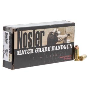 Nosler Match Grade Handgun 10mm Auto Ammunition 50 Rounds 180 Grain Sporting Handgun JHP 1250 fps 51412