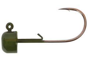 Owner Hooks Block Head Hook, Green Pumpkin, 1/0 - 3/16 oz., 4151GP-031 4151GP031
